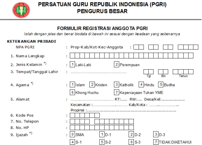 Pendaftaran PGRI Wenang - Persatuan Guru Republik Indonesia Cabang Wenang